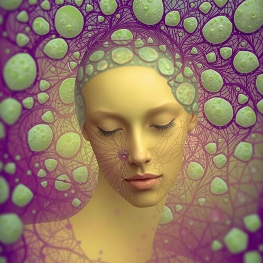 Exquisite Botanical Goddess in Futuristic Cityscape