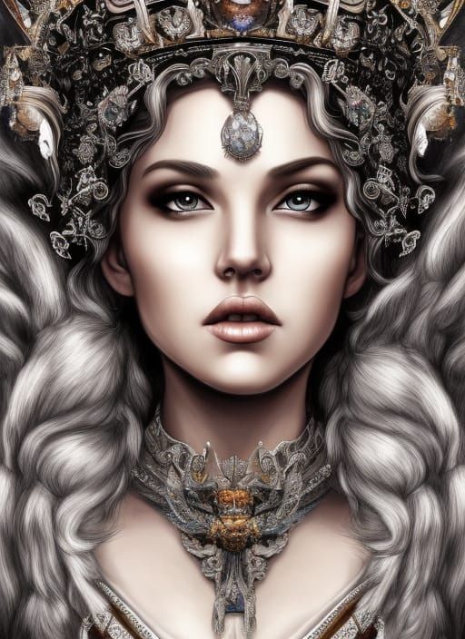 Queen with Intricate Crown in Digital Matte Painting
