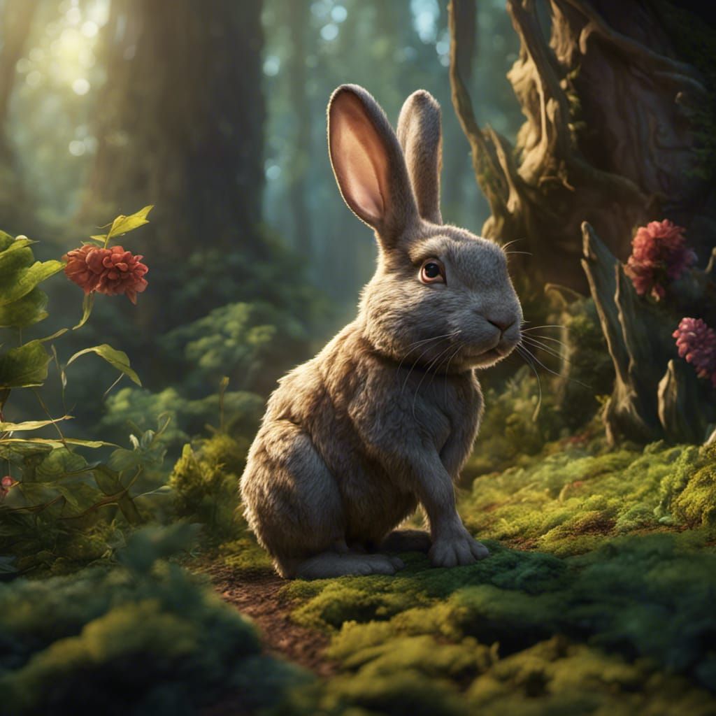 Fantastical Forest Rabbit in Dynamic Lighting
