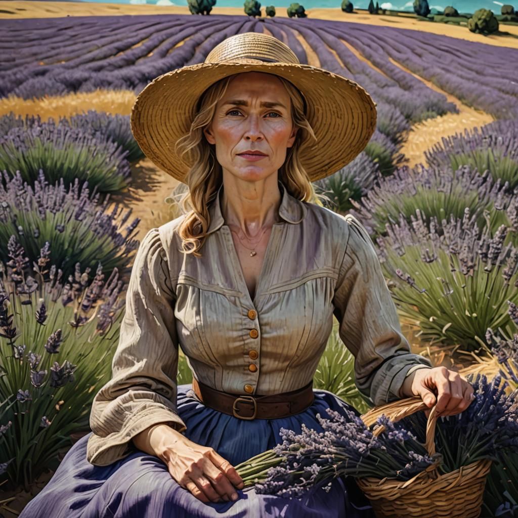 Vincent van Gogh, chest blond middle age woman in a Straw Ha...