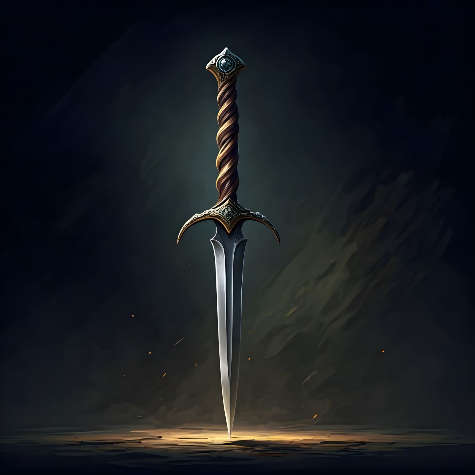 Dark Fantasy Dagger Illustration in Triadic Color Scheme