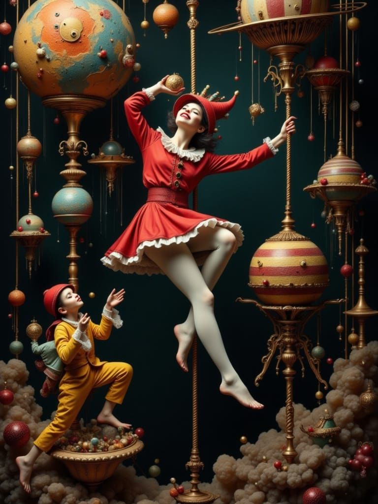 Baroque Renaissance Fantasy Circus with Grotesque Figures