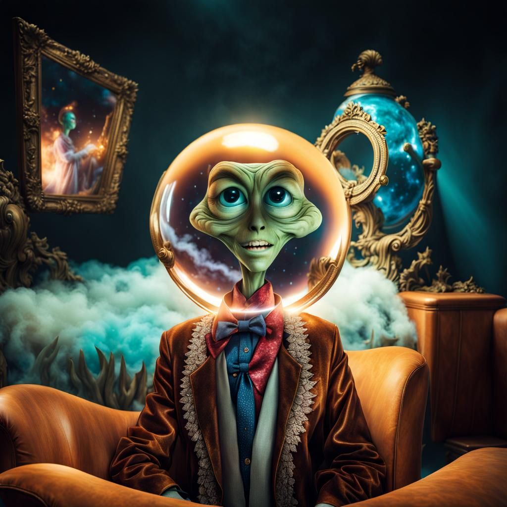 Extravagant Alien Characters in Cosmic Dreamscape