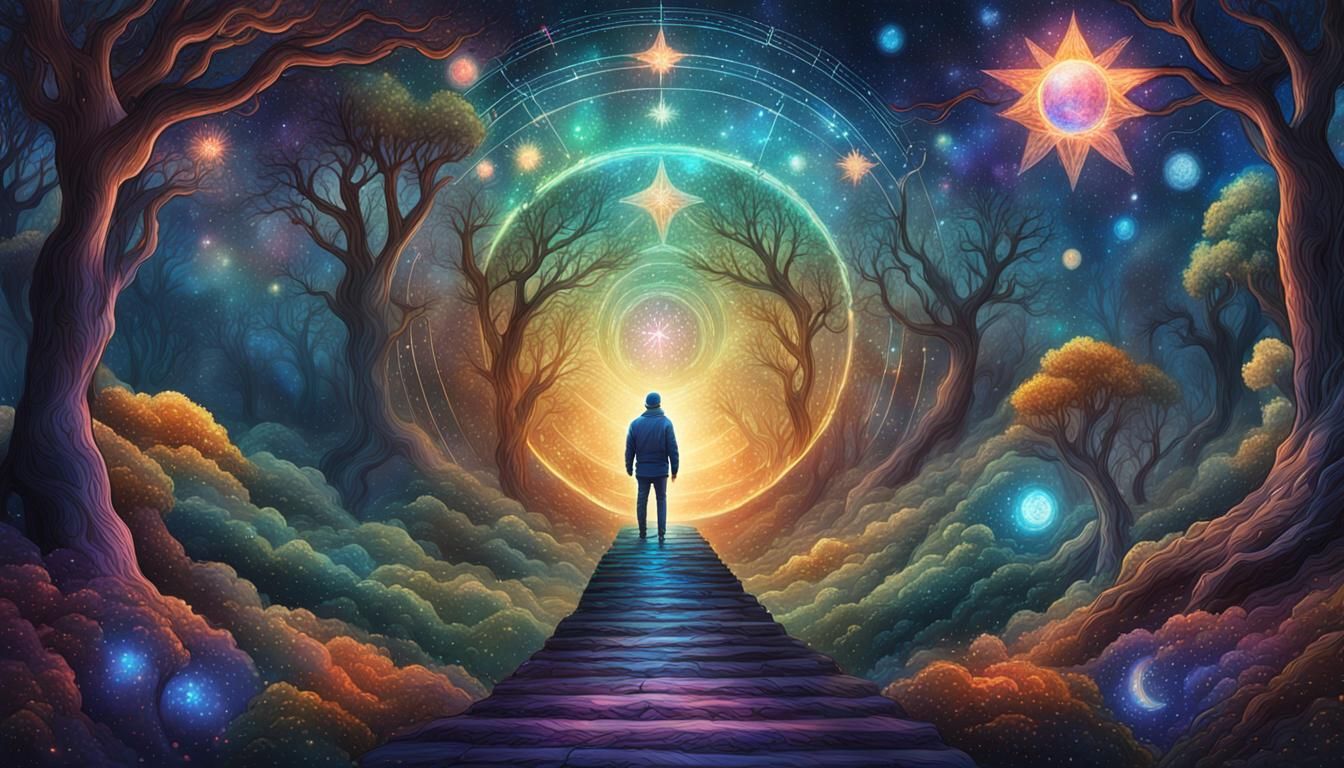 Mystical Warrior Walks Forest Path: 8K Resolution