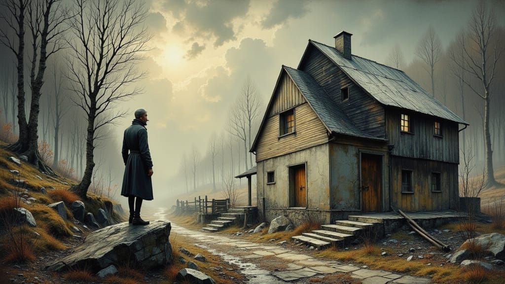 A Woman's Melancholy Gaze in a Dark, Ink-Inspired Portrait