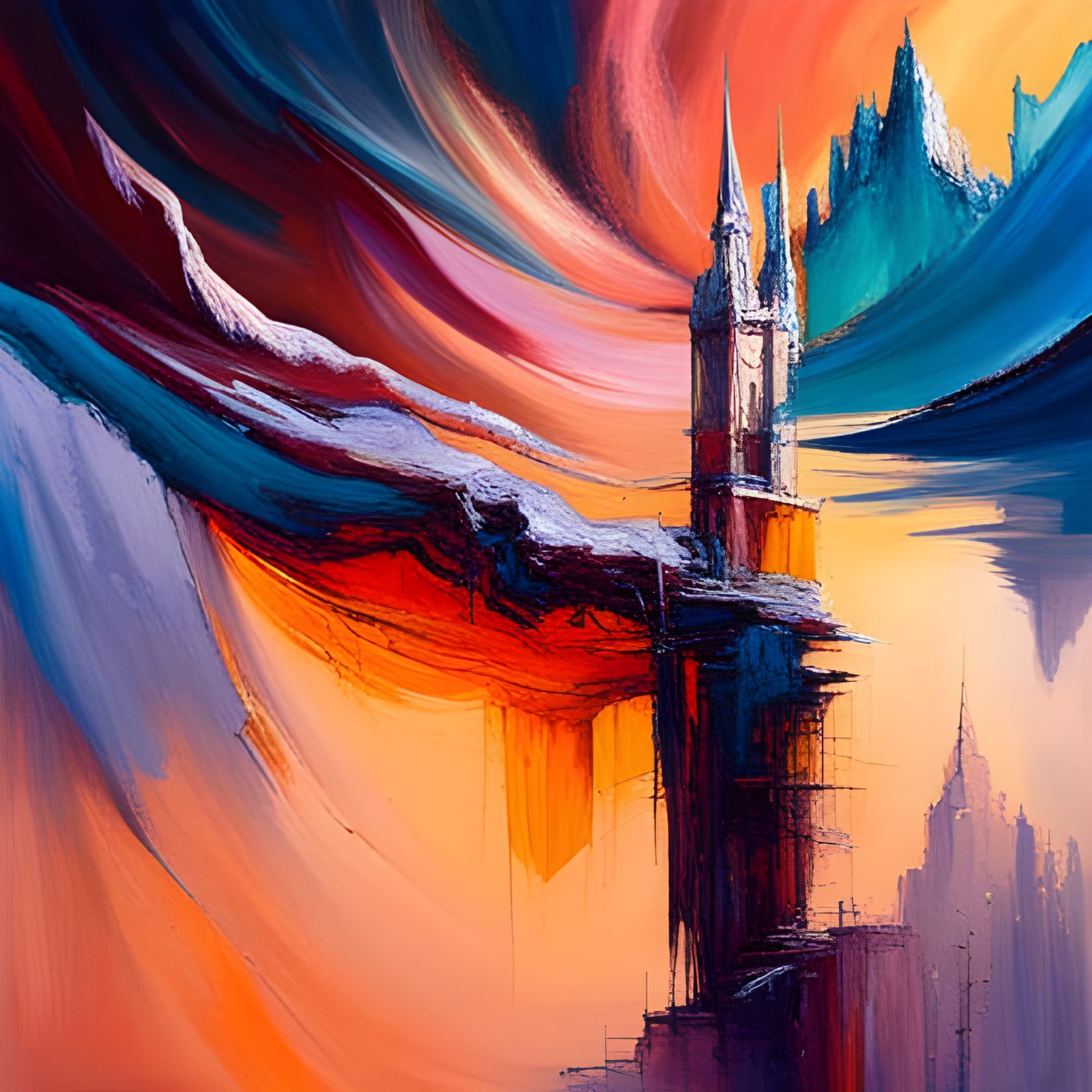 Otherworldly Abstract Art in Complementary Colors