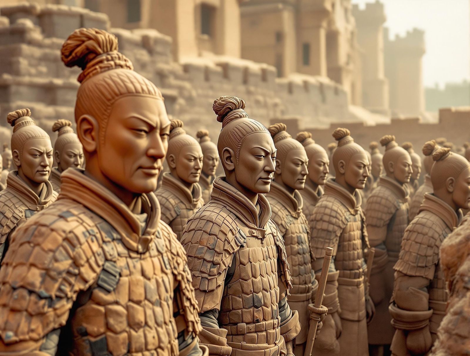 Terracotta Army Defending Clay Castle in 8K