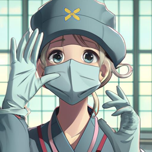 1940s English Nurse in Anime Key Visual Style