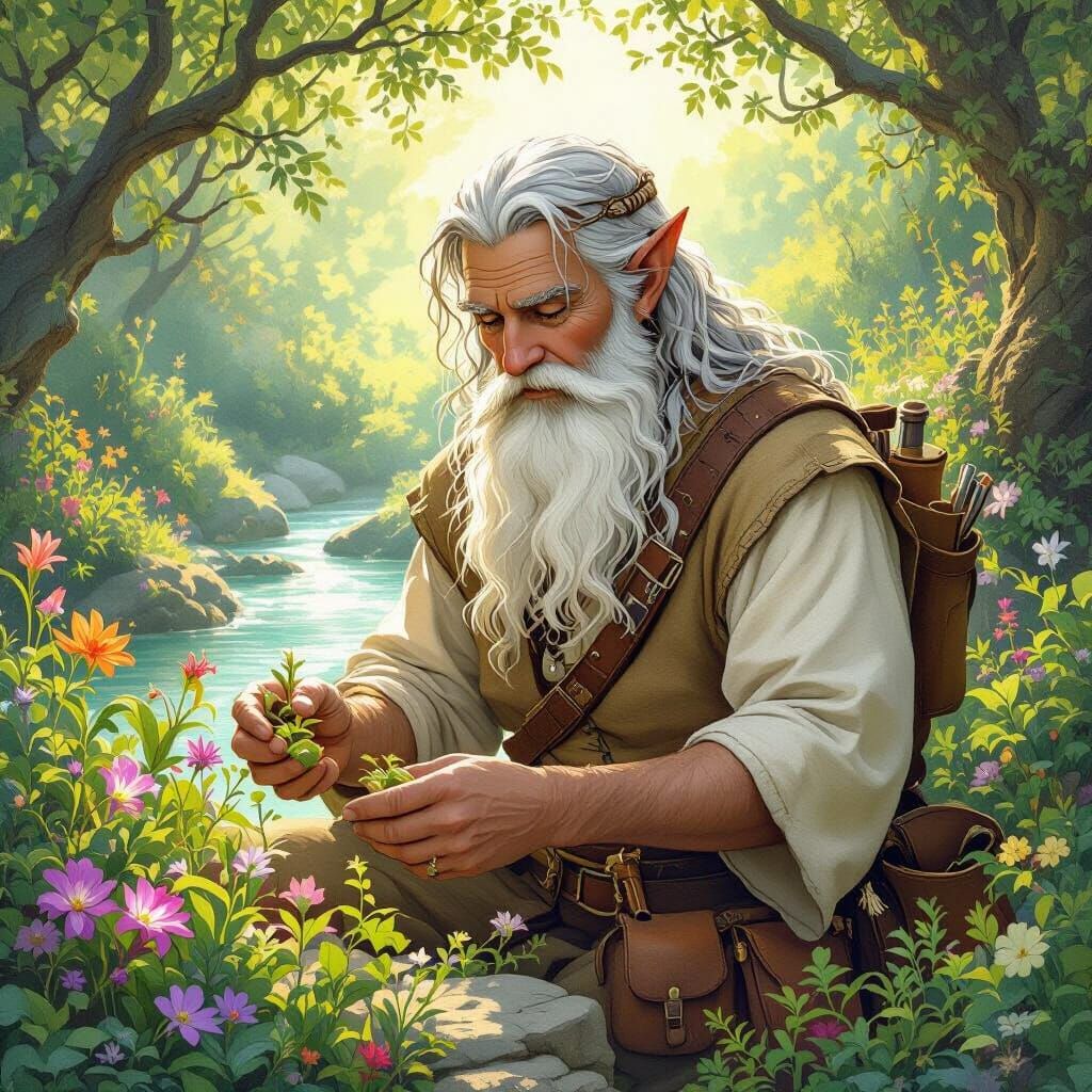 Centaur Herbalist's Enchanted Garden in Fantasy Illustration...