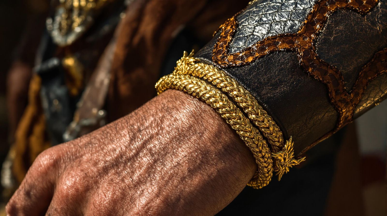 Viking Warrior's Golden Armor in Close-Up