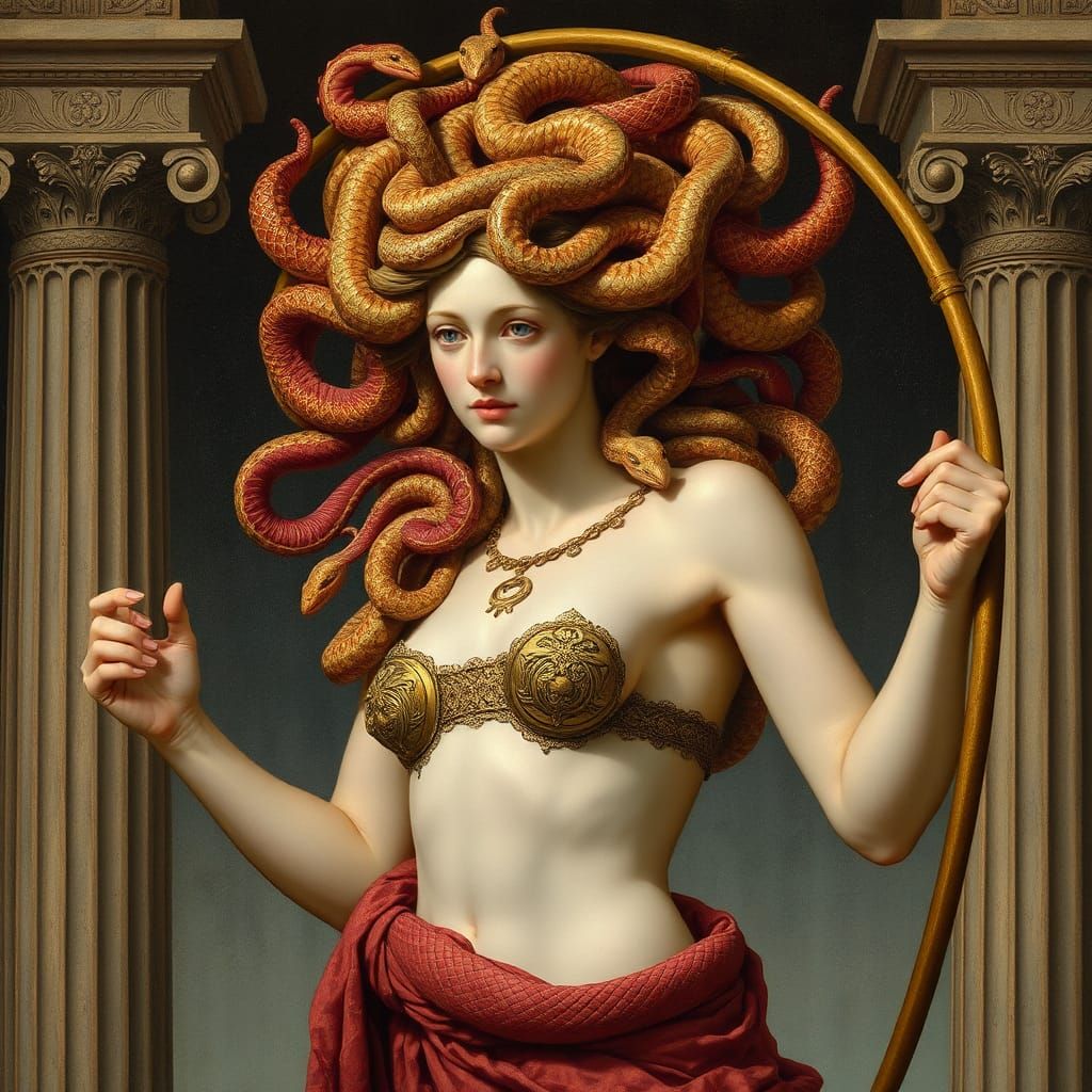 Cupid Medusa with Snakes in Renaissance Style