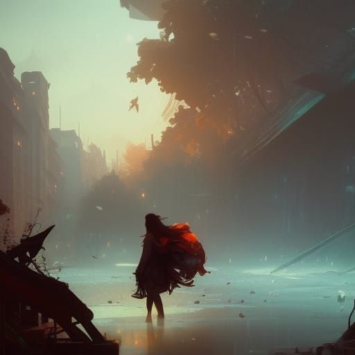 Emotional Farewell in Art Nouveau Style