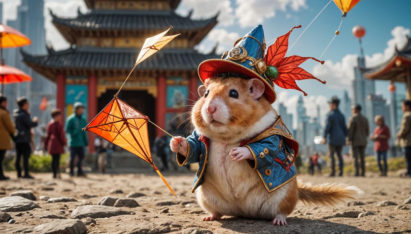 Hamster zungariano con cometa