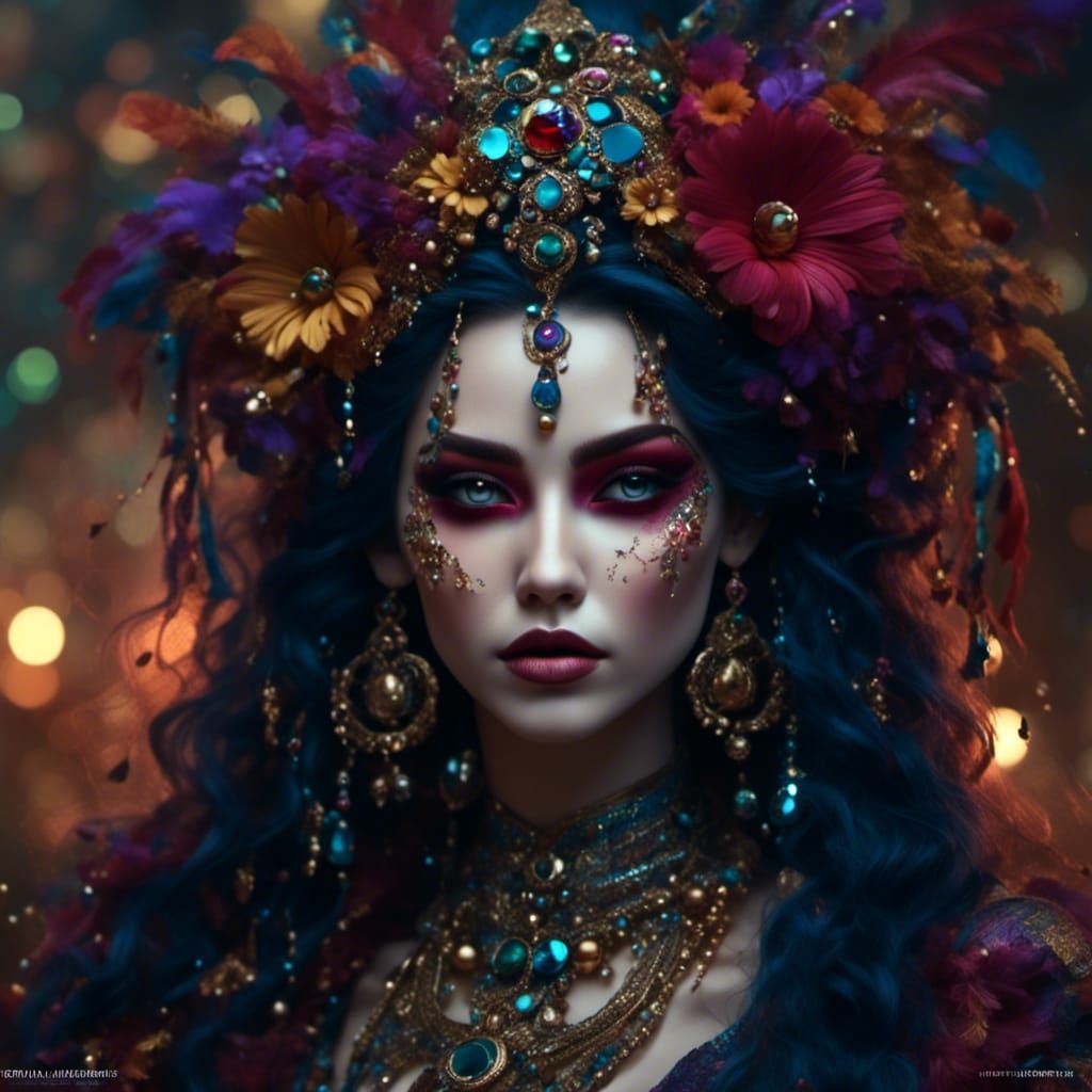 Mardi Gras Beauty in Mixed Media Masterpiece