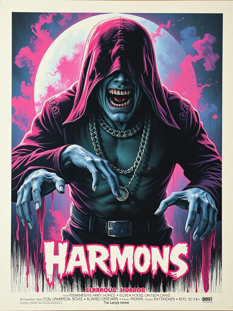 Creepy 1980s Horror Movie Poster in Triadic Colors