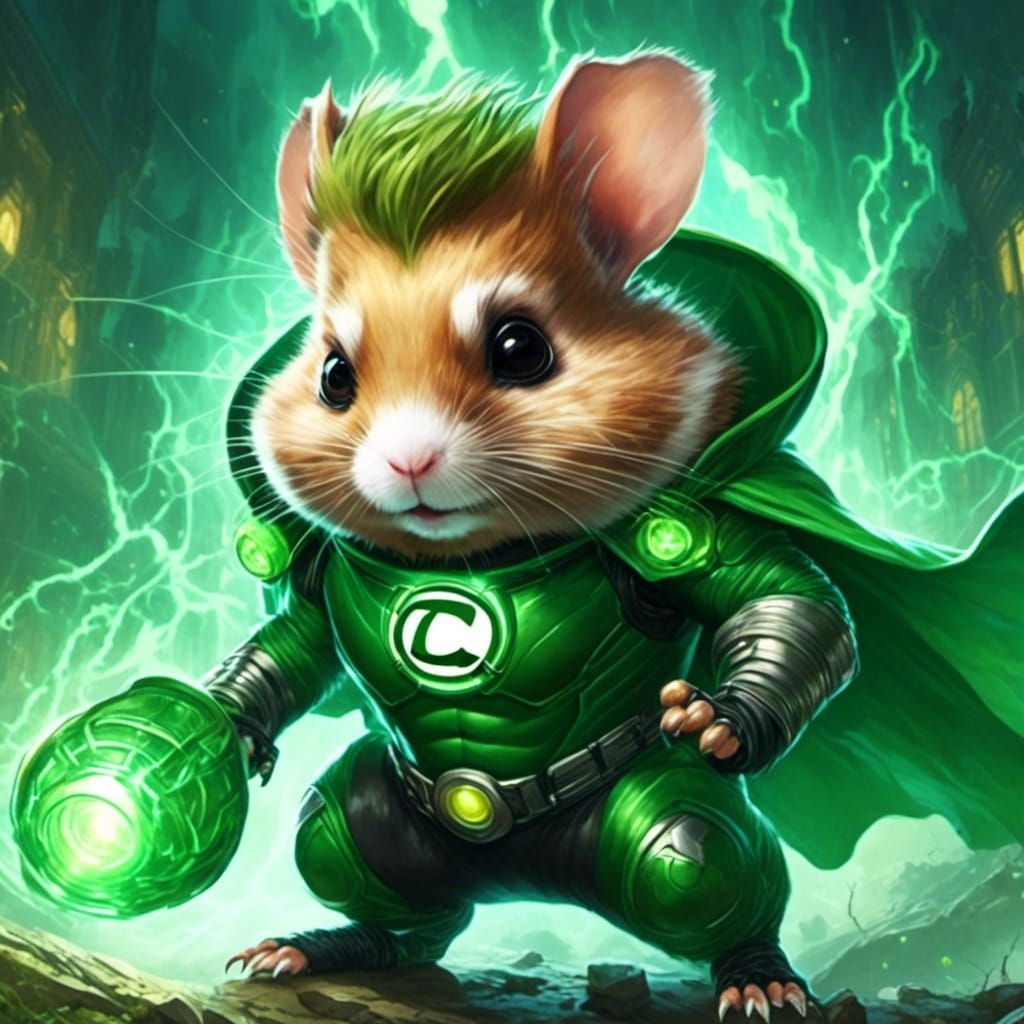 Hamster as Green Lantern in Anime Style