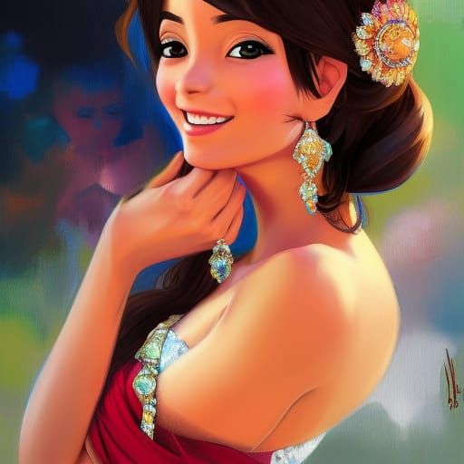 Cottagecore Princess Jasmine in Anime Style