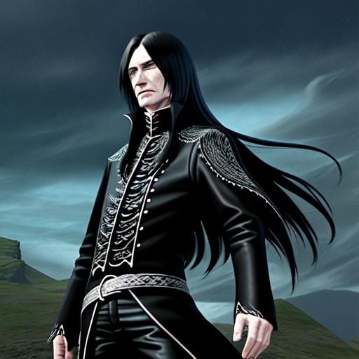 Attractive Severus Snape in Summer Meadow, Digital Art