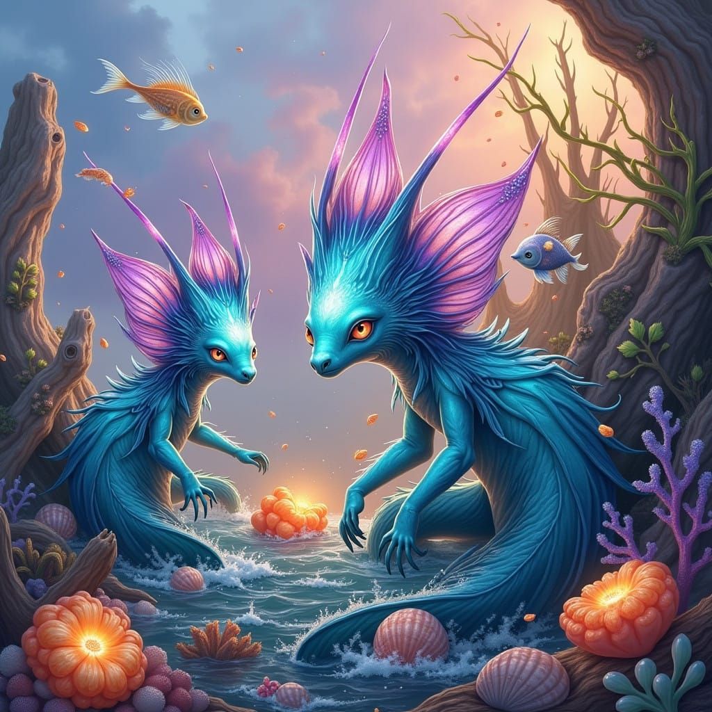 Dreamy Oceanic Mystics in Vibrant Iridescent Hues