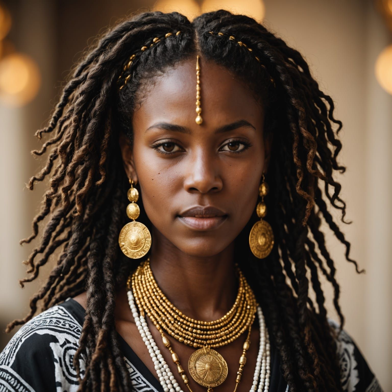 Elegant African Goddess in Traditional Attire