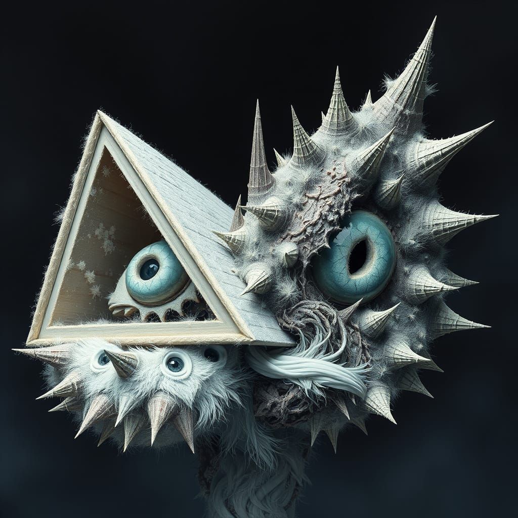 Surreal Hyper-Realistic Artwork with Triangular Forms and Or...