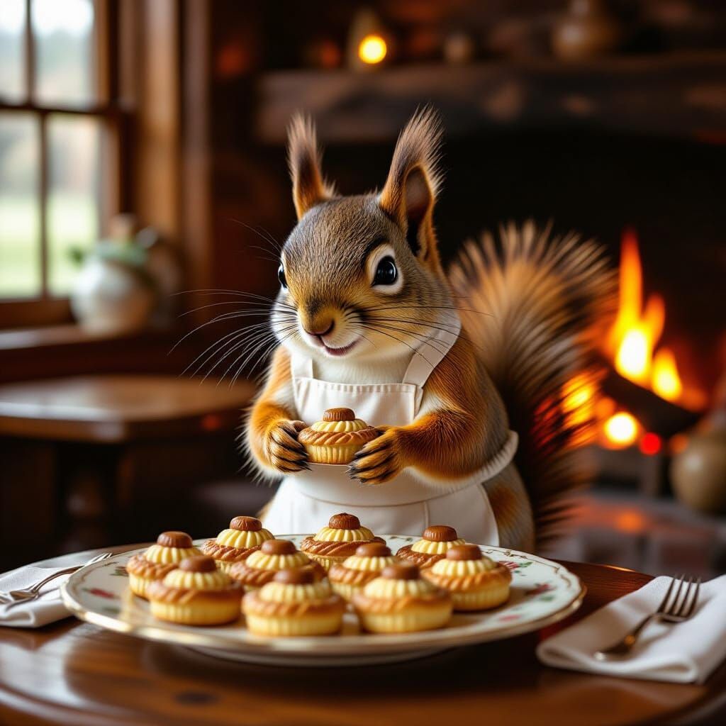 Squirrel Chef Bakes Acorn Pastries in Cozy Tavern