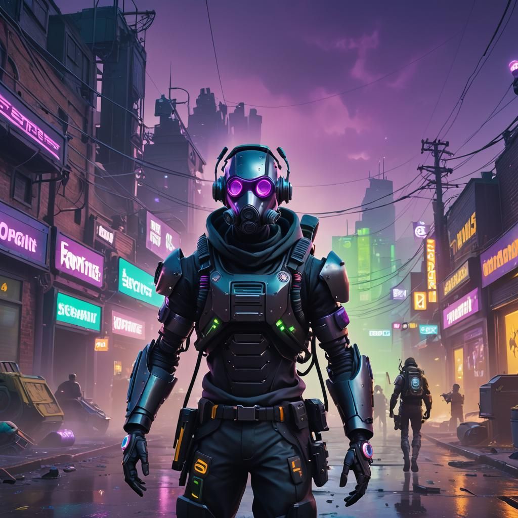 Cyberpunk Robot Agent with VR Goggles