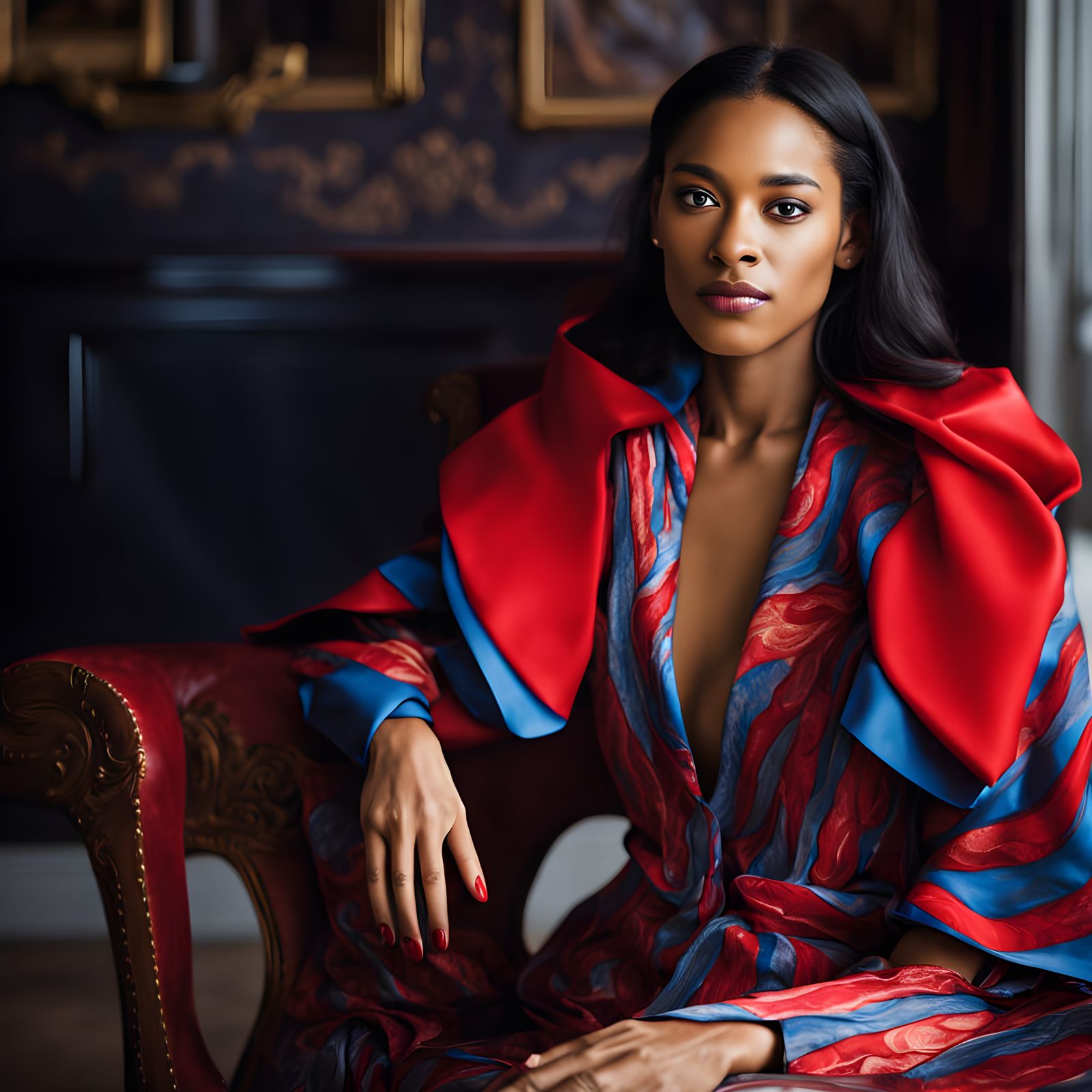 Young Woman in Red Cape Costume Portrait