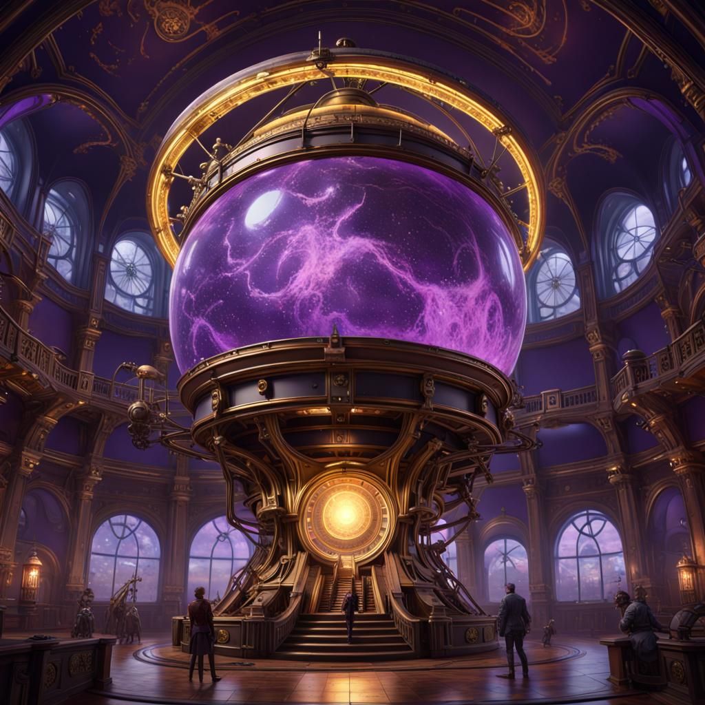 Steampunk Planetarium in Dark Fantasy Concept Art