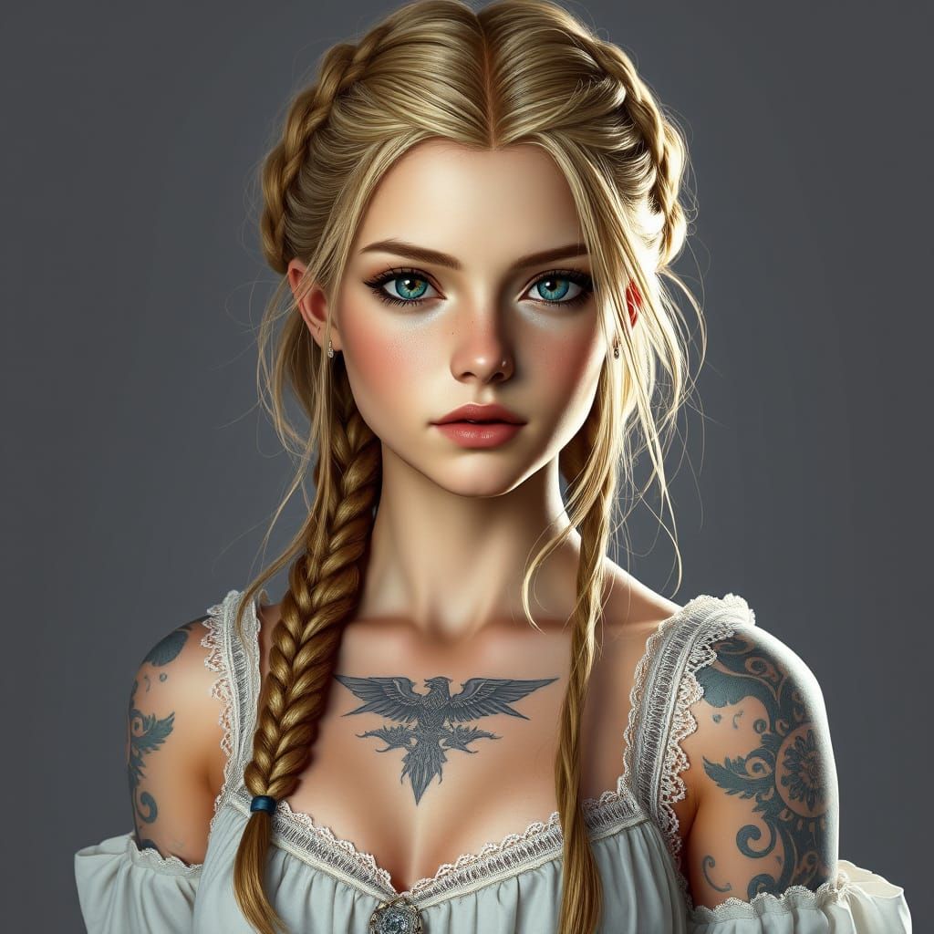Viking Shieldmaiden Portrait with Intricate Braids