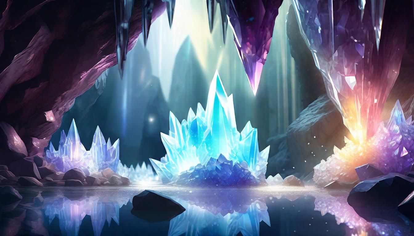 Opalescent Crystal Caves in Hyperrealistic Style