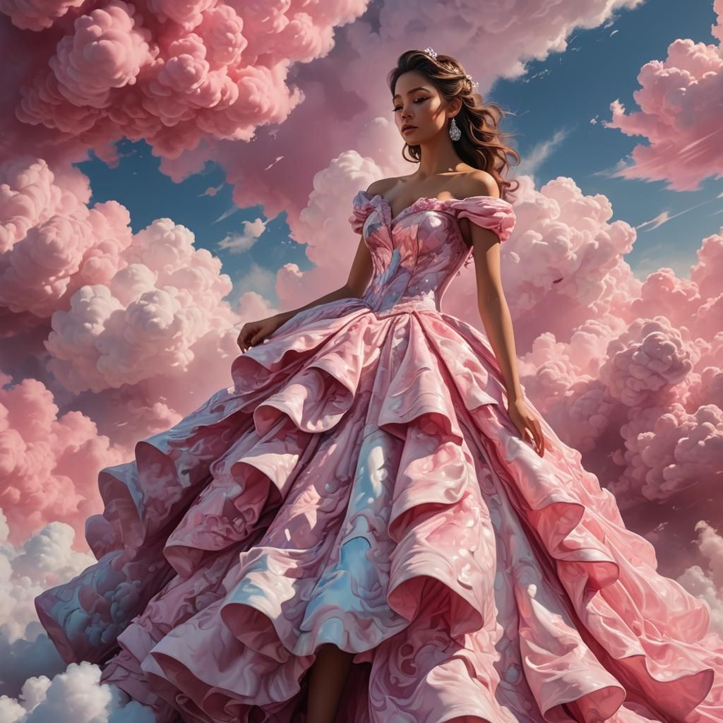 Pink Cloud Ballgown: Hyperrealistic Concept Art