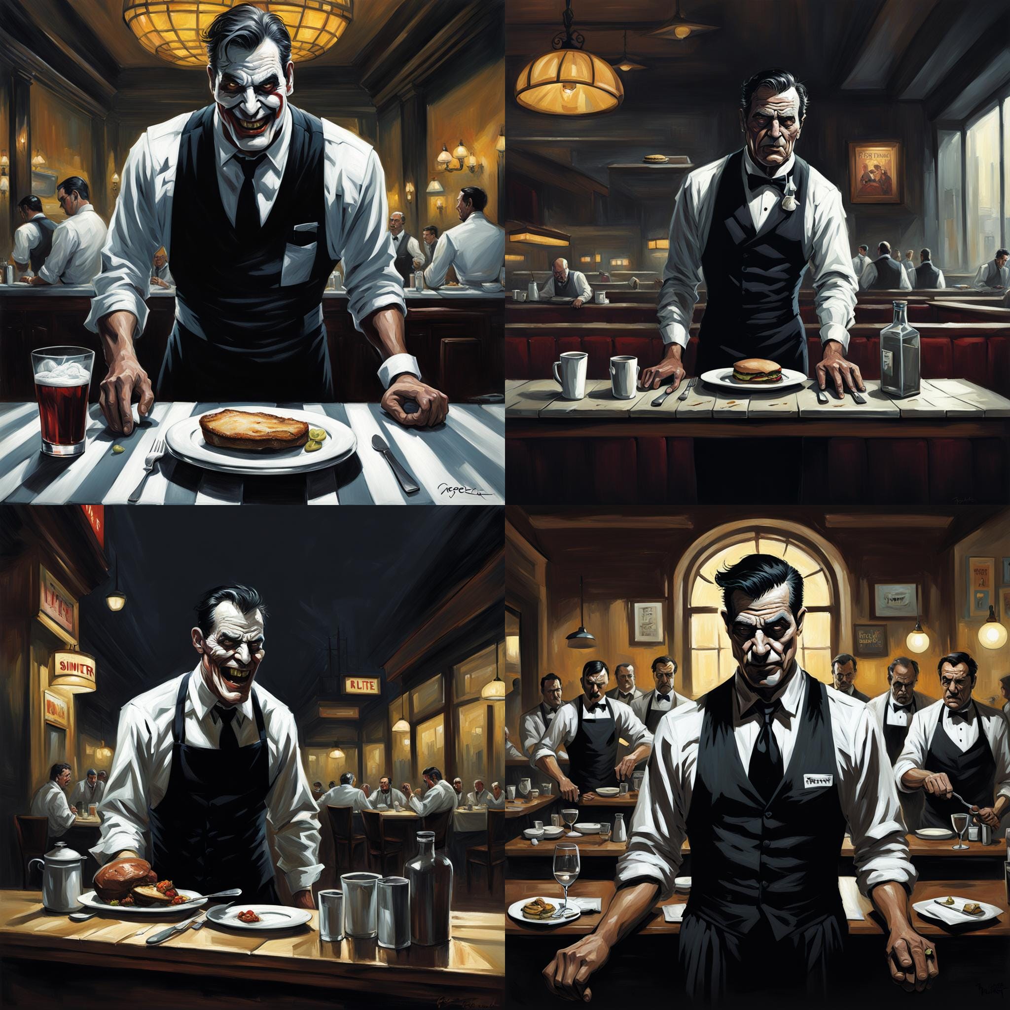 Sinister Image of a Waiter's Life Struggles
