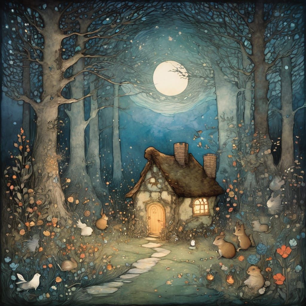 Whimsical Forest Creatures in Painterly Style