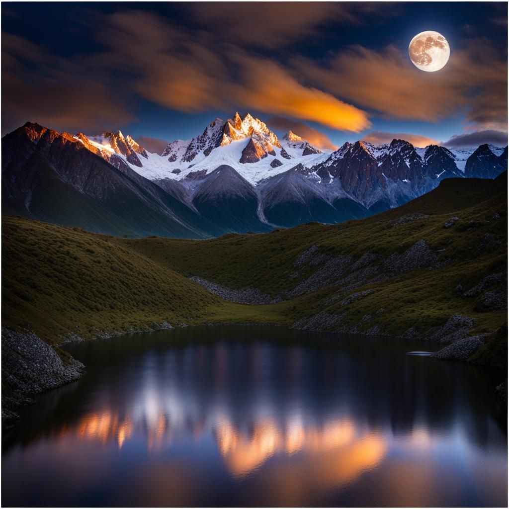 Majestic Mountain Range Under Starry Sky