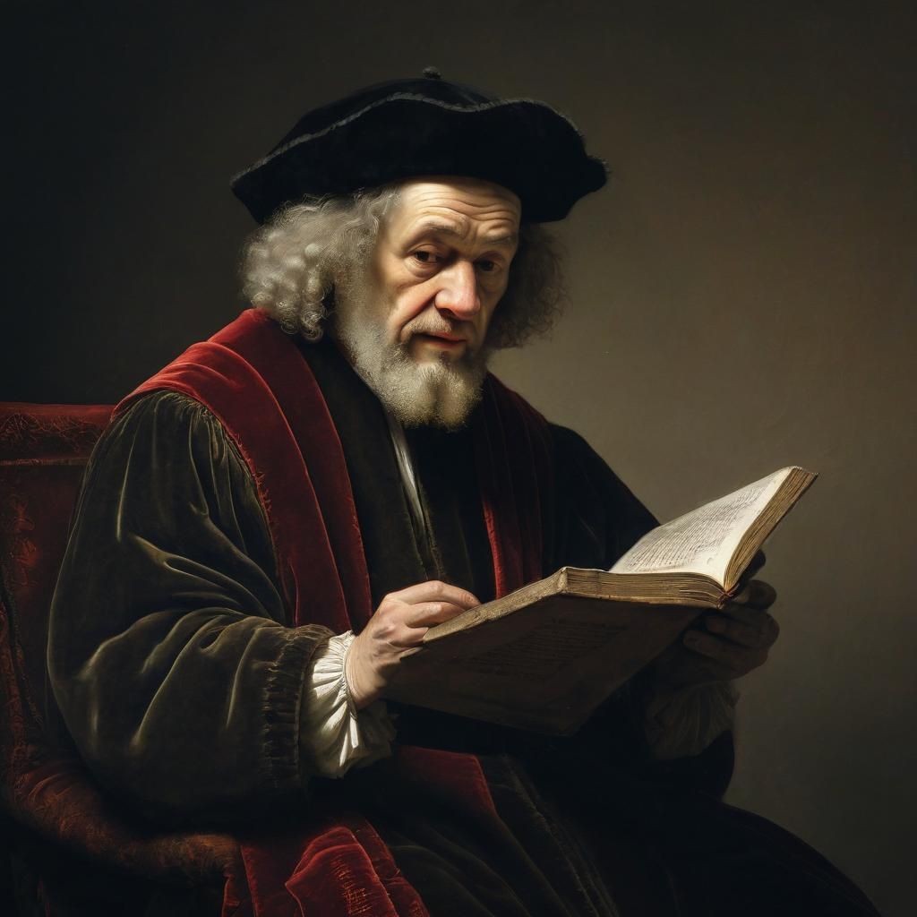 Film Noir Philosopher Reading, Color Corrected Painting