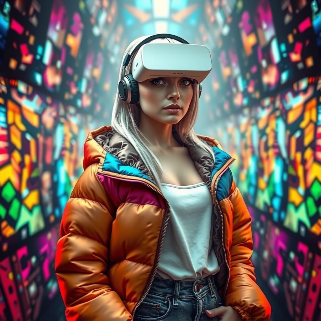 Futuristic Girl with a Pearl Earring in Digital Realm