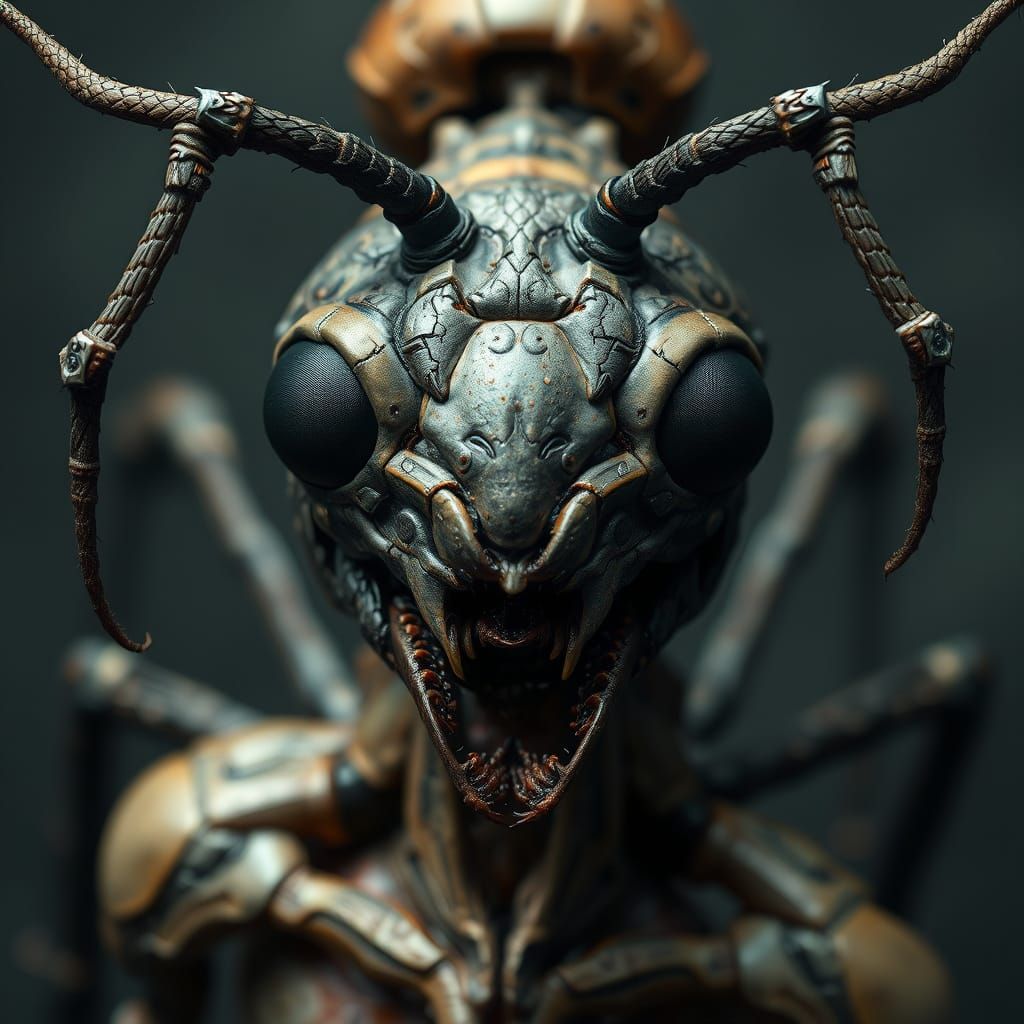 Grotesque Fusion of Insectoid and Human Features
