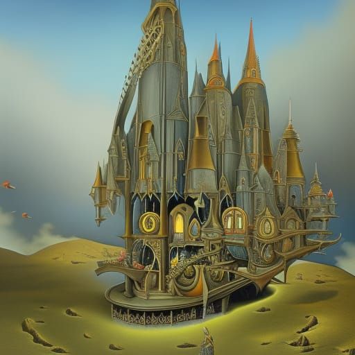 Surreal Storybook Illustration with Anime and Sci-Fi Element...