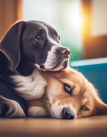 two dogs sleeping together