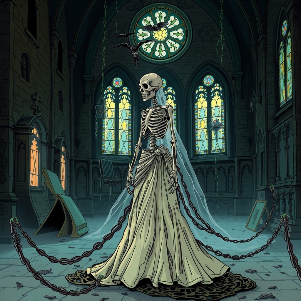 Gothic Bride in Tattered Wedding Gown