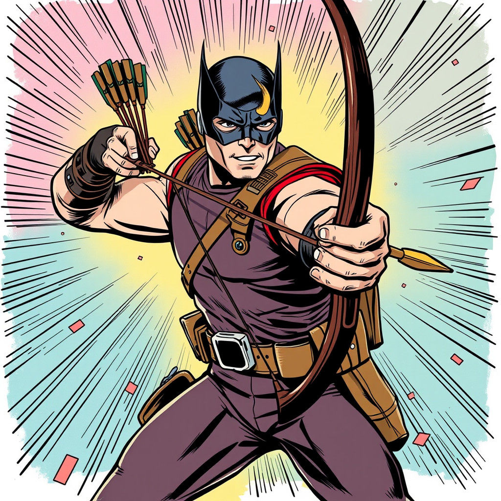 The original masked Hawkeye (Clint Barton) Marvel comics
Jack Kirby artwork