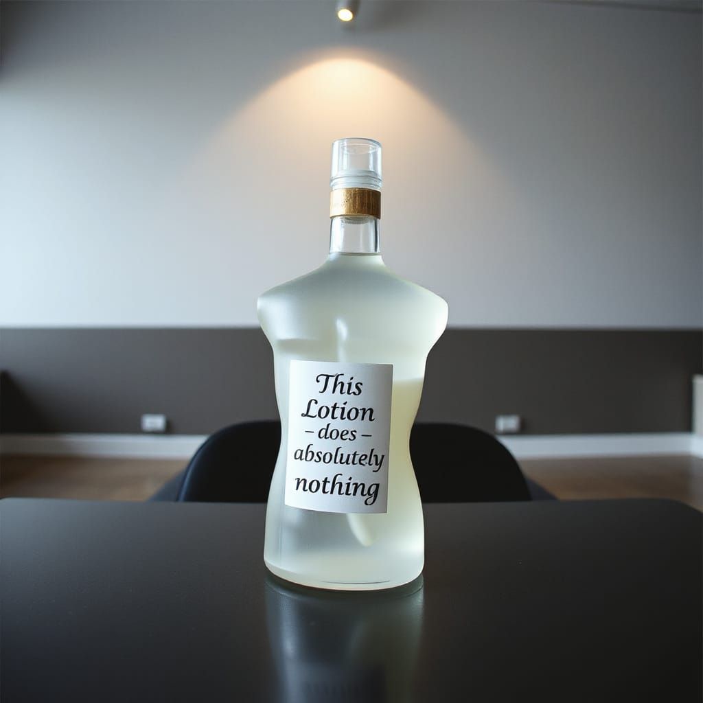 Elegant Bottle of Useless Lotion in Dimly Lit Room
