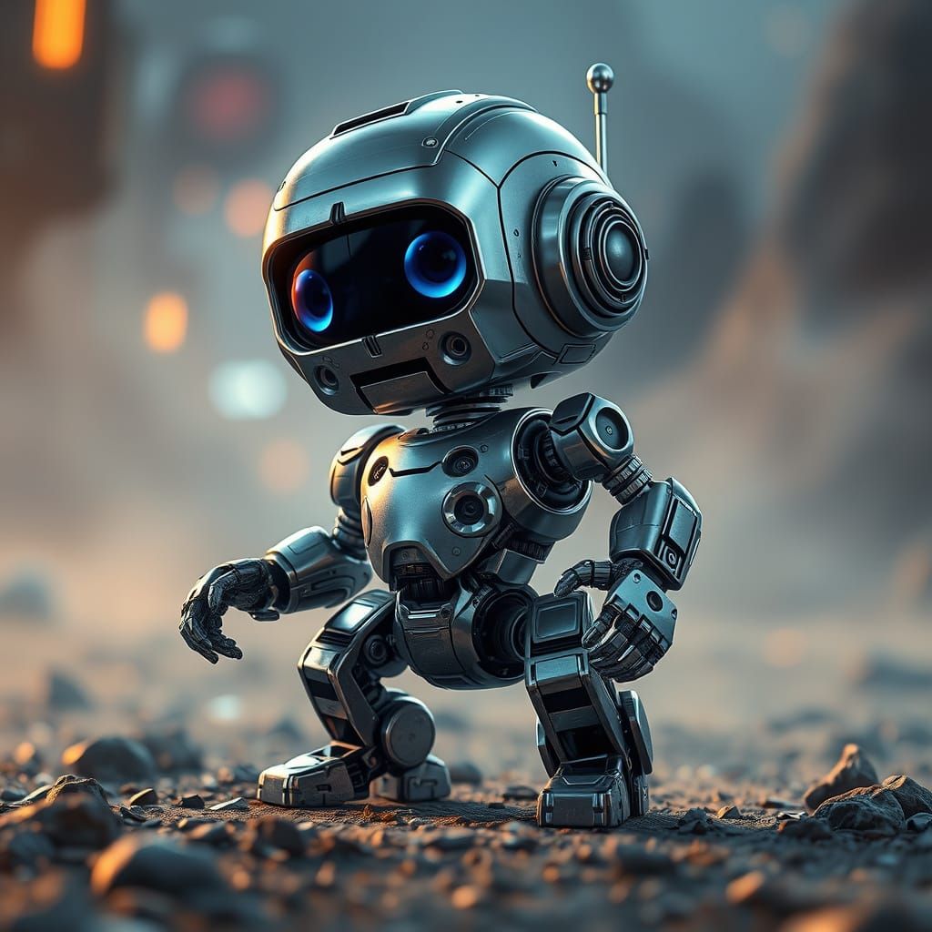 Epic Sci-Fi Robot Portrait in Polished Metal