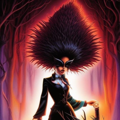 Beautiful Pinup Girl with Storm Clouds, Digital Art