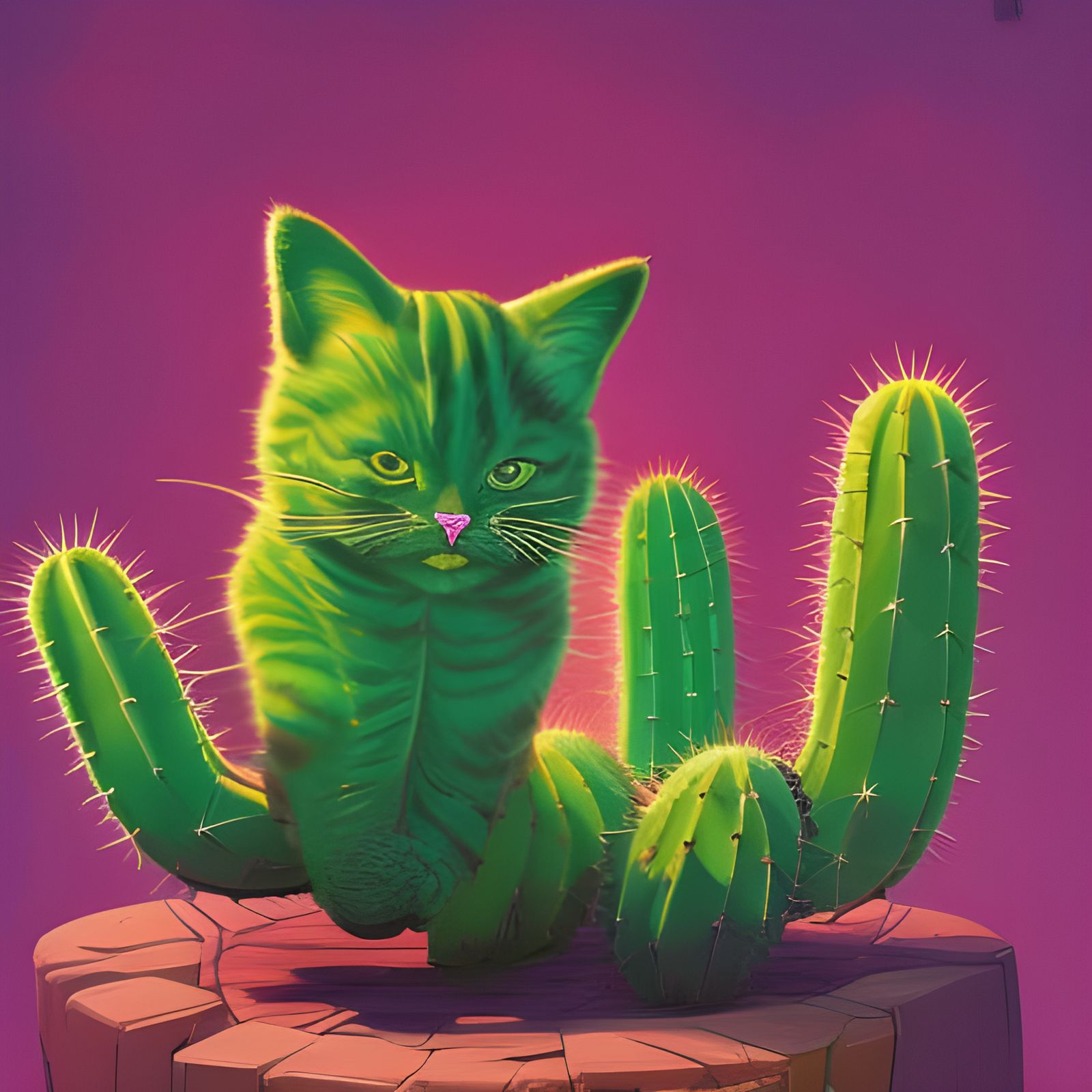 Cat made from cactus
