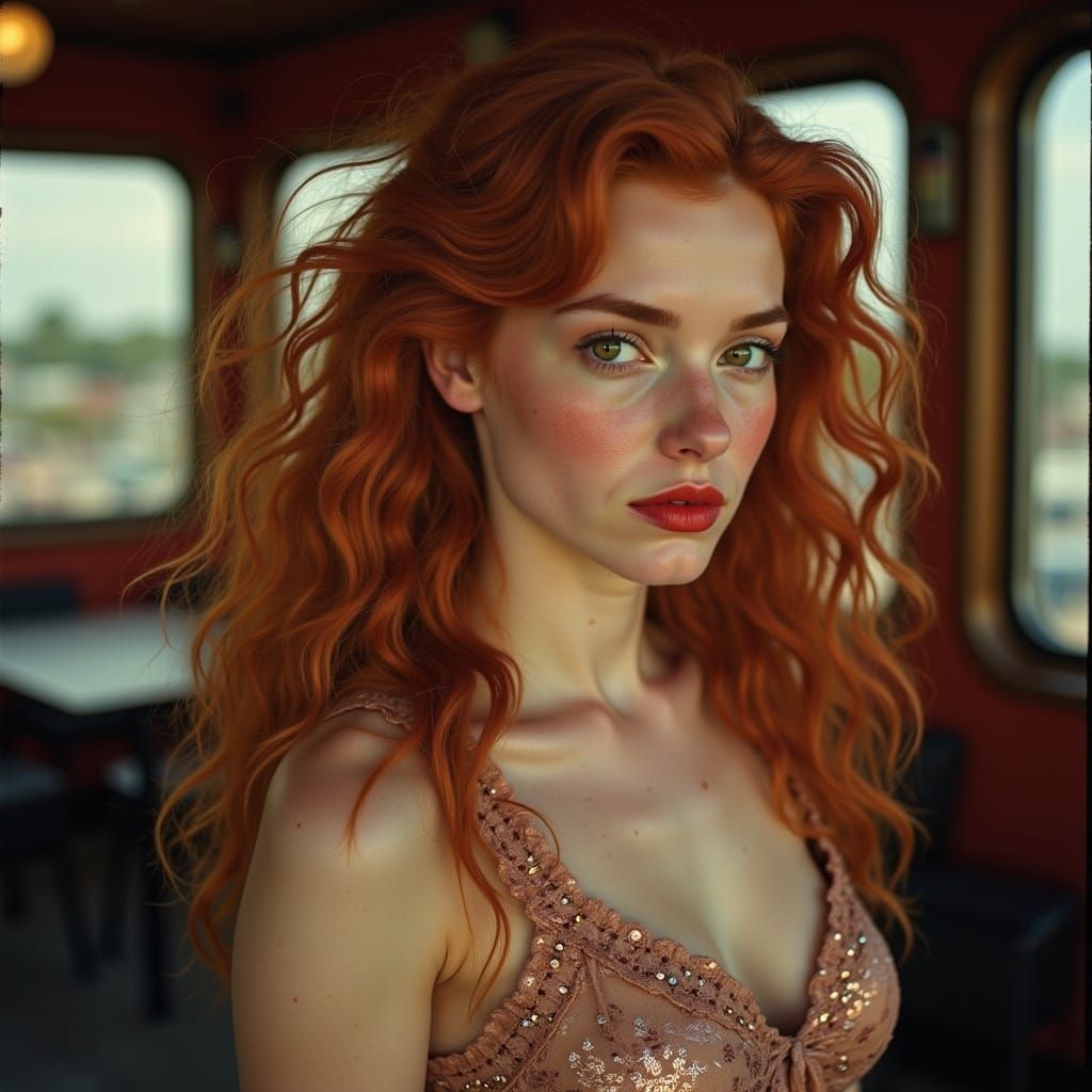 1970s Girl at the Discotheque in Polaroid Style