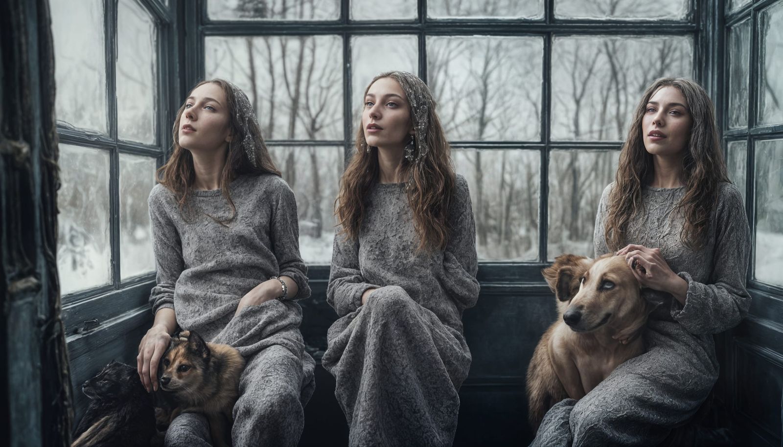 Alien Family Portrait in Dreamy Ethereal Style