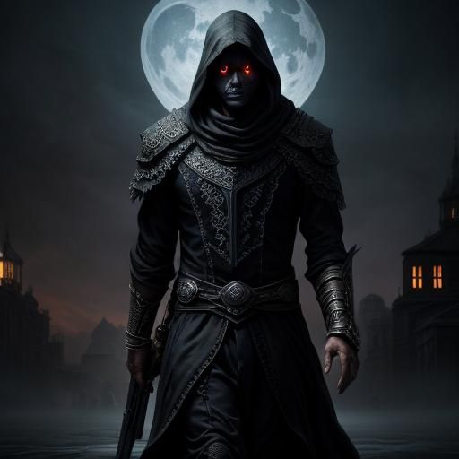 Eerie Shadow Figure at Night: Digital Matte Painting