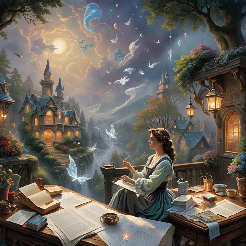 Ethereal Figure Rises from Paper in Fantasy Art